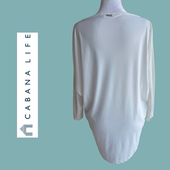 Cabana Life White off White Dolman Sleeve Mini Dress Beach Coverup Medium LN - Picture 5 of 9